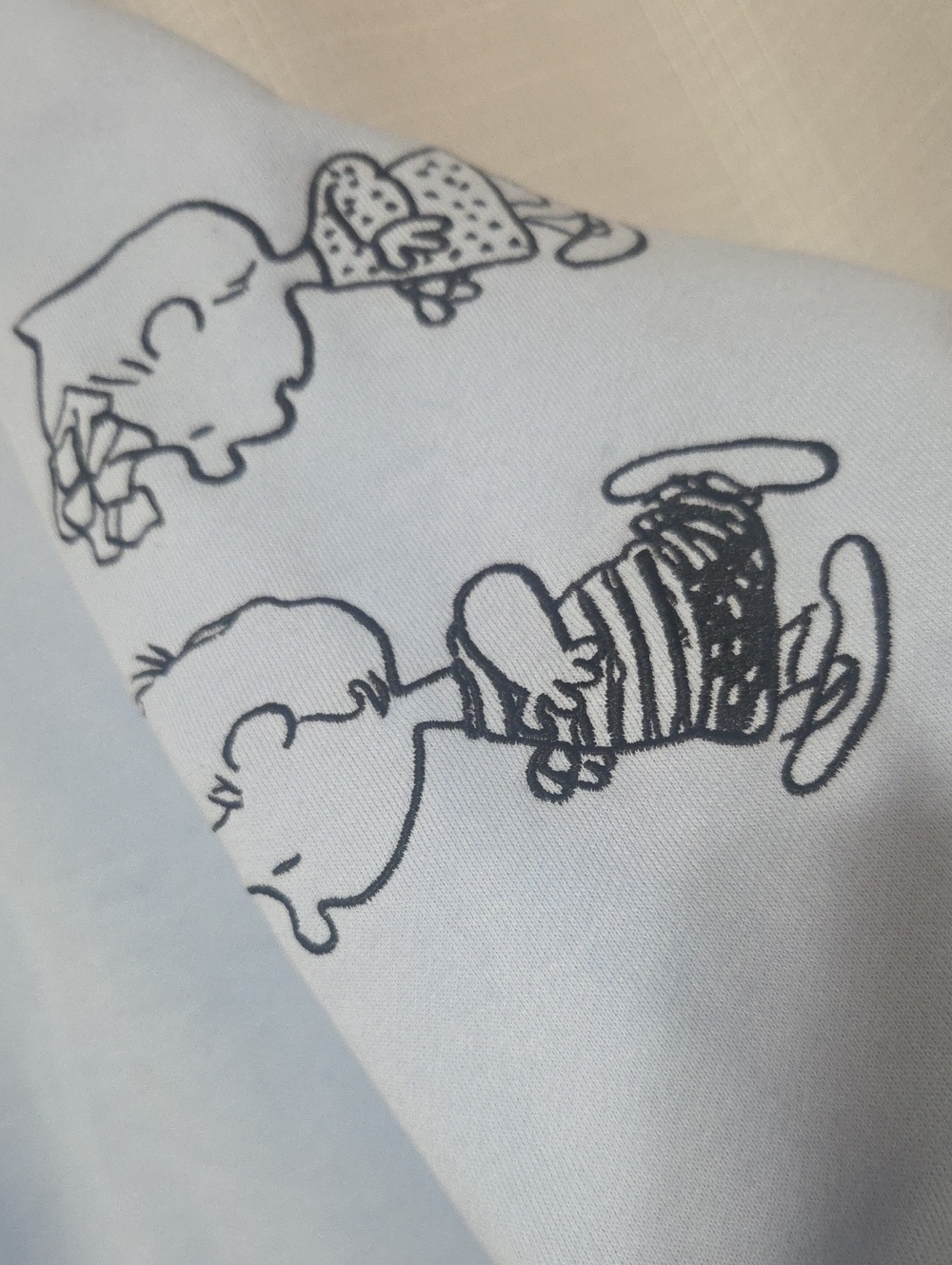 Peanuts Light Blue Crewneck with Snoopy & Red Doghouse-Embroidred - Picture 3 of 12